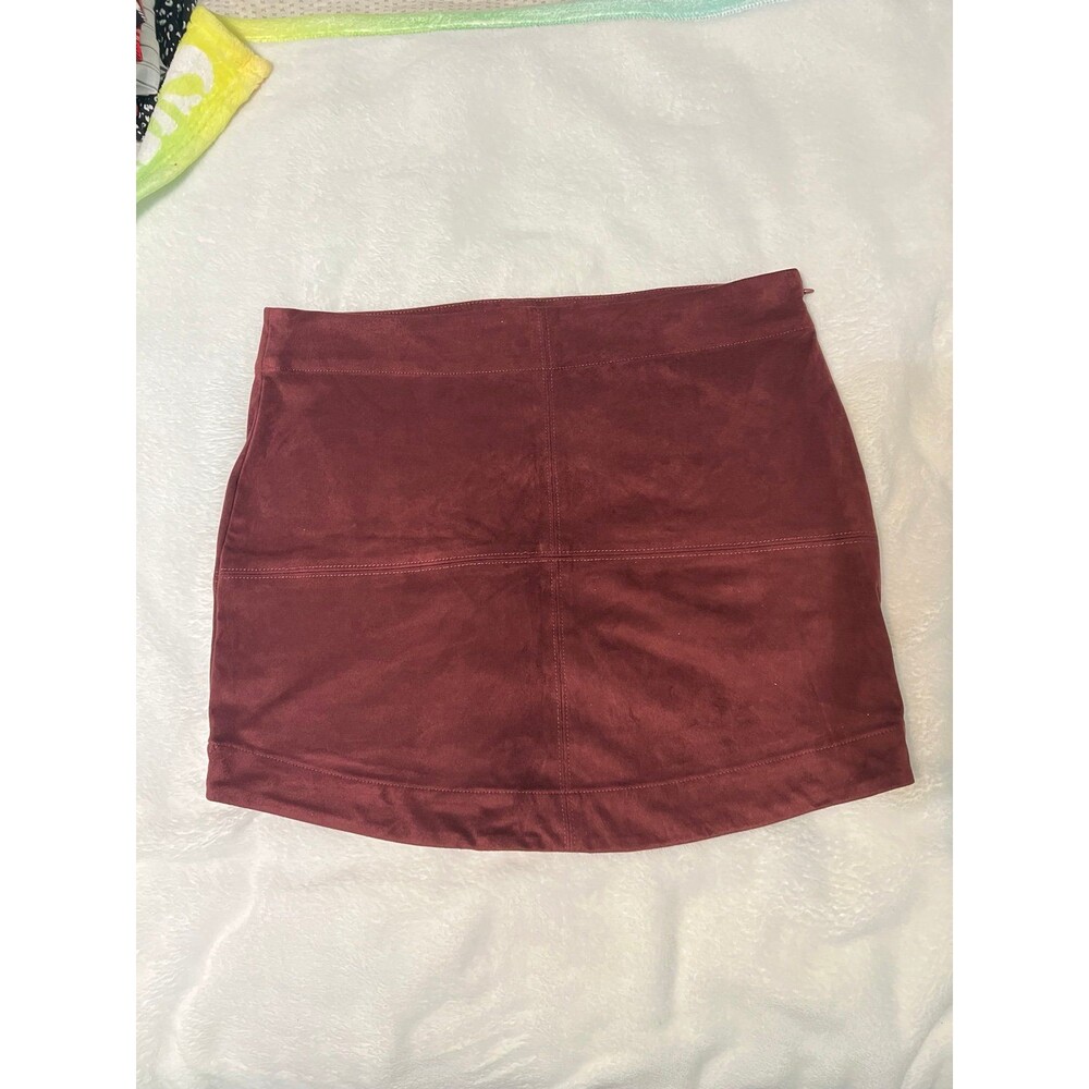 Brown Faux Suede Skirt